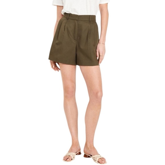 Old Navy Extra High-Rise Taylor Trouser Short Chino Minimalist Pleated Reishi 3X - Picture 5 of 10